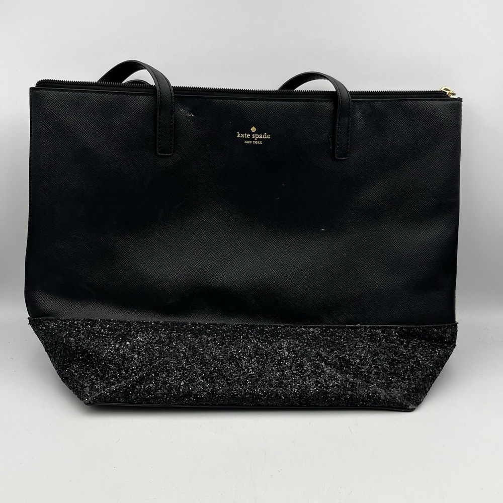 Kate Spade Greta Court Penny Black Glitter Large Tote Bag NEEDS SOME CLEANING‎